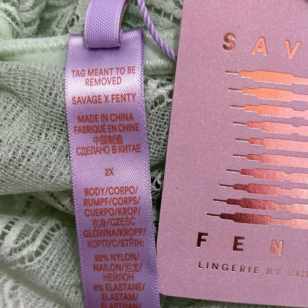 Savage X Fenty Green Lace Teddy/Bodysuit with Plunging Neckline 2X NWT - Picture 5 of 5